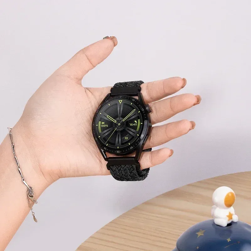 Bracelet nylon tressé élastique 20 à 22 mm Samsung et Huawei