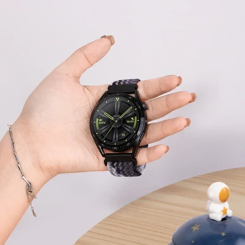 Bracelet nylon tressé élastique 20 à 22 mm Samsung et Huawei