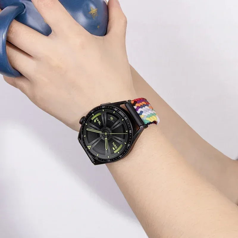 Bracelet nylon tressé élastique 20 à 22 mm Samsung et Huawei