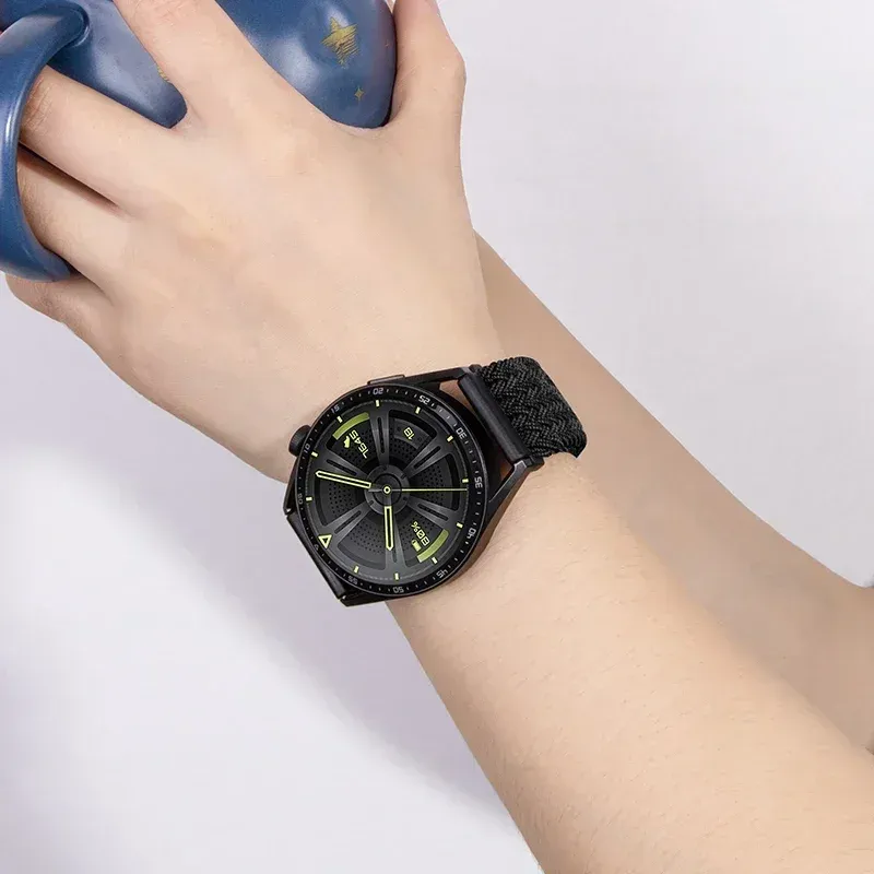 Bracelet nylon tressé élastique 20 à 22 mm Samsung et Huawei