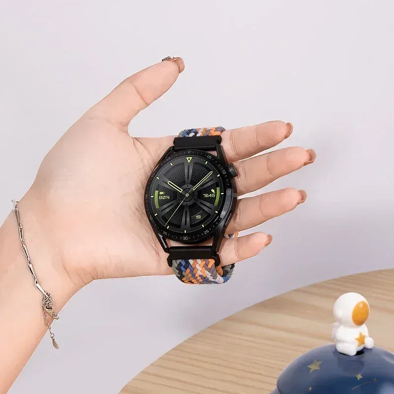 Bracelet nylon tressé élastique 20 à 22 mm Samsung et Huawei