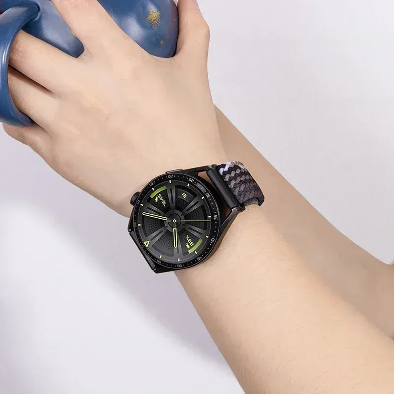 Bracelet nylon tressé élastique 20 à 22 mm Samsung et Huawei