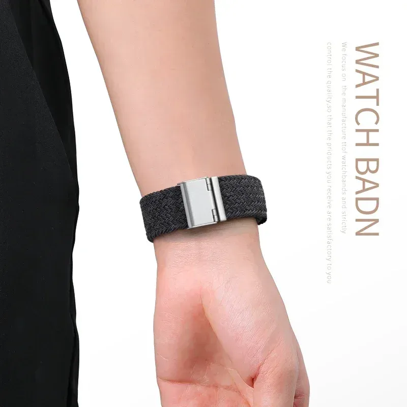 Bracelet nylon tressé élastique 20 à 22 mm Samsung et Huawei