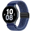 Bracelet nylon tressé magnétique 20 et 22 mm Samsung et Huawei – Couleur du bracelet blue j white