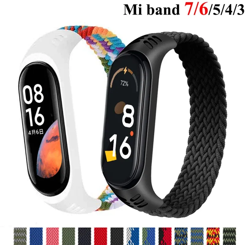 Bracelet nylon tressé Mi Band 3 à 7 boucle solo