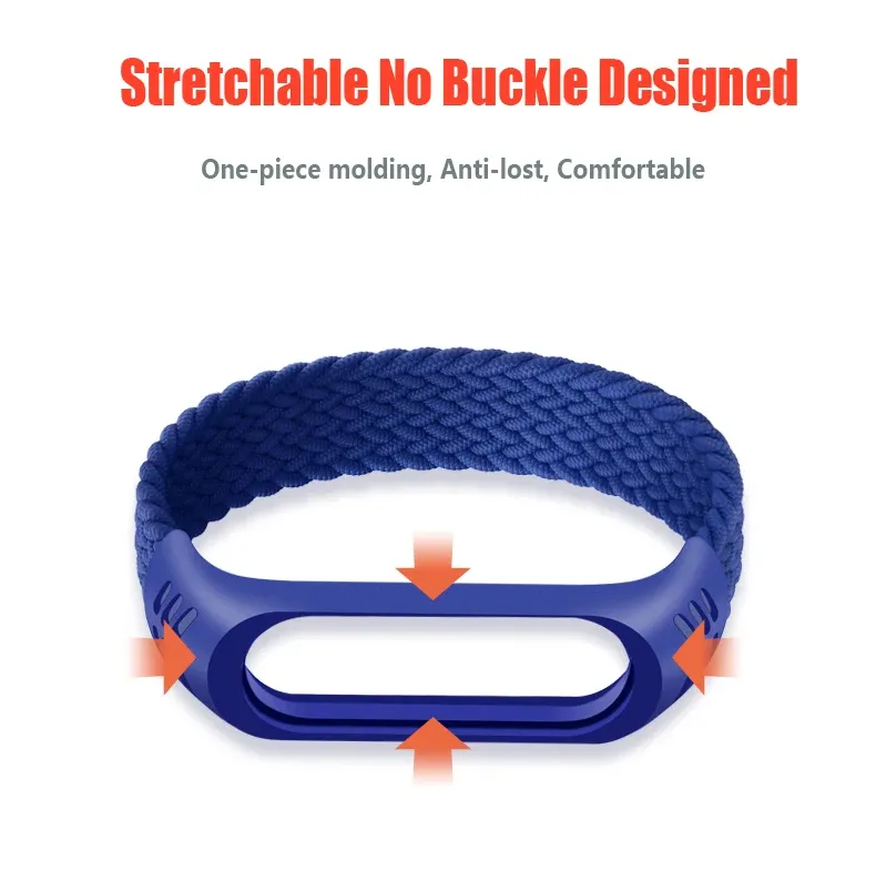 Bracelet nylon tressé Mi Band 3 à 7 boucle solo