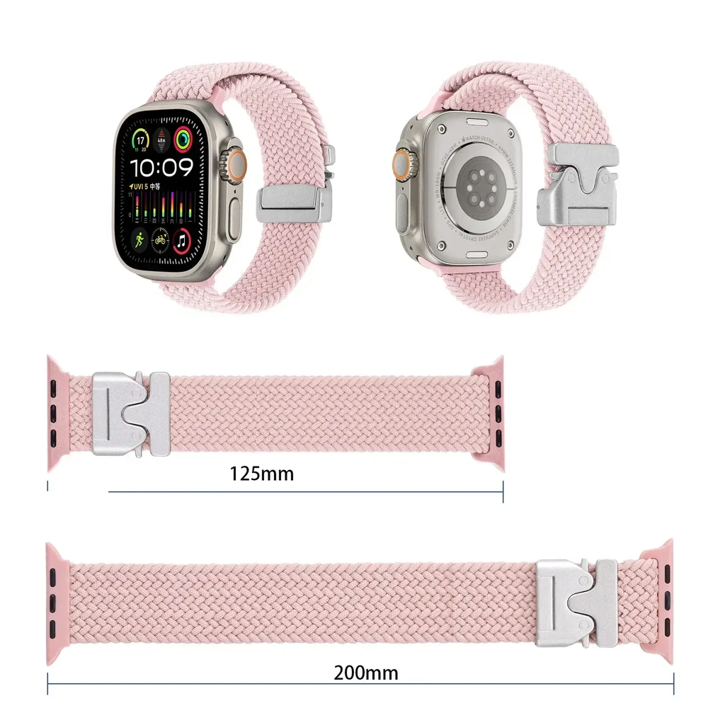 Bracelet nylon tressé parachute pour Apple Watch 38 à 49 mm