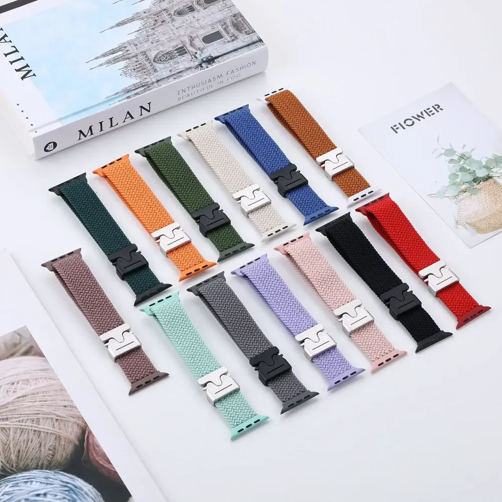 Bracelet nylon tressé parachute pour Apple Watch 38 à 49 mm