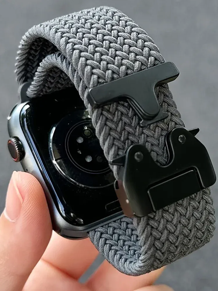 Bracelet nylon tressé parachute pour Apple Watch 38 à 49 mm