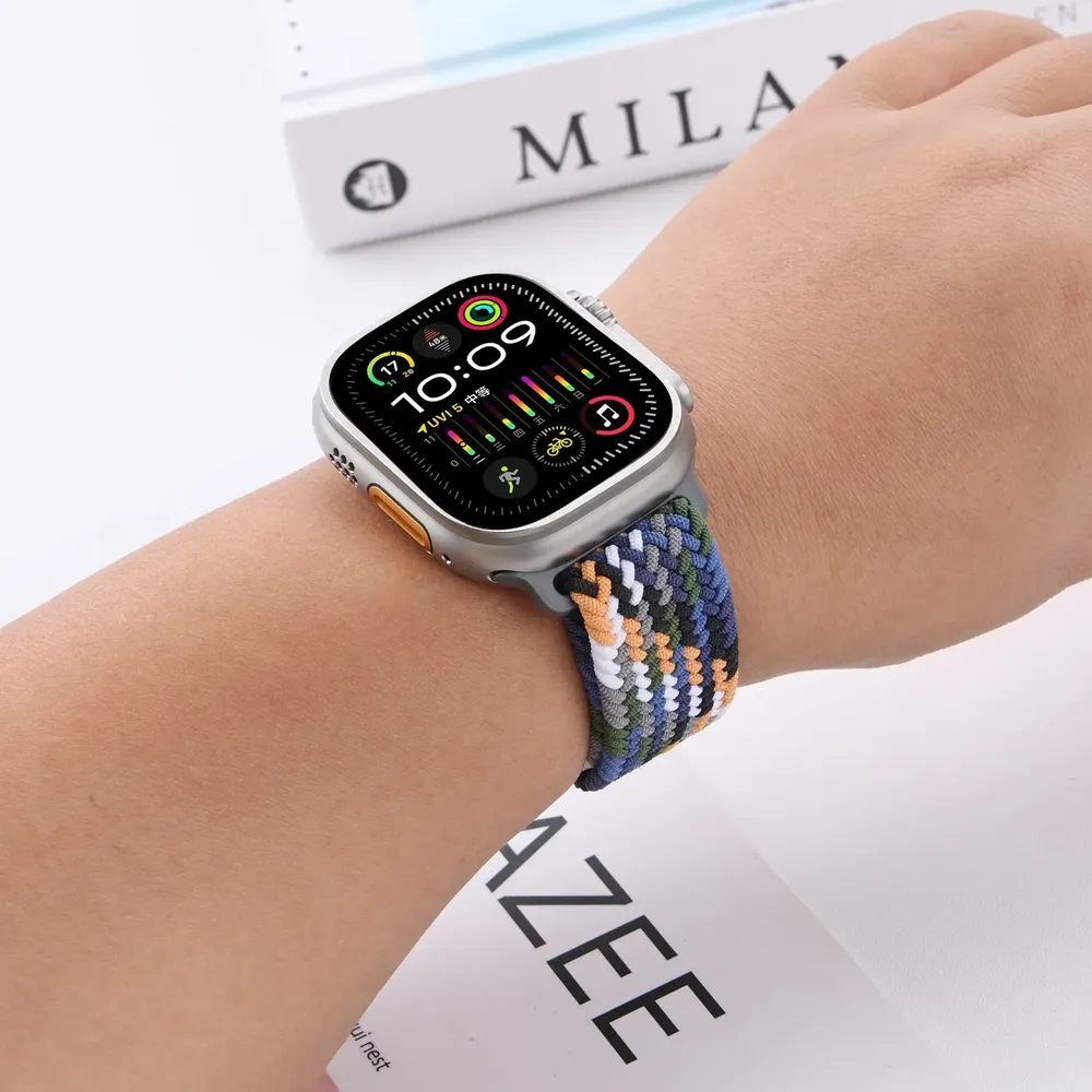 Bracelet nylon tressé parachute pour Apple Watch 38 à 49 mm