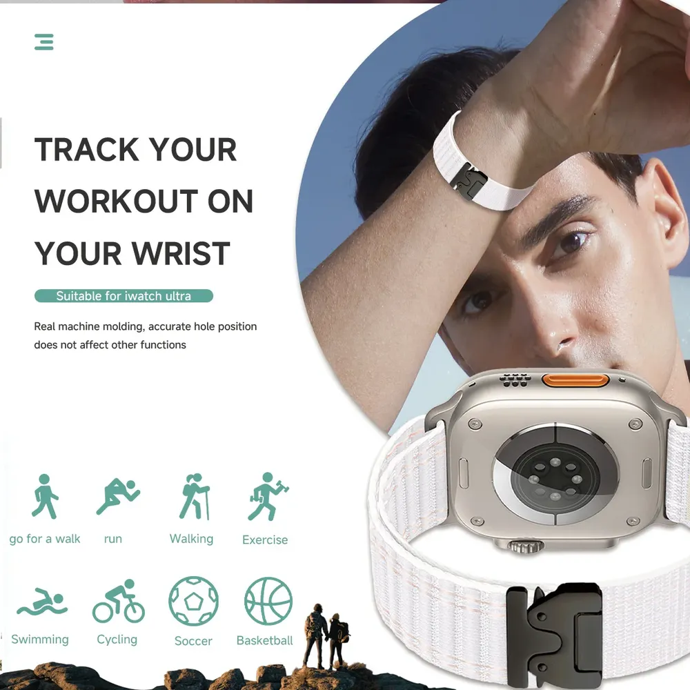 Bracelet nylon tressé pour Apple Watch 38 à 49 mm