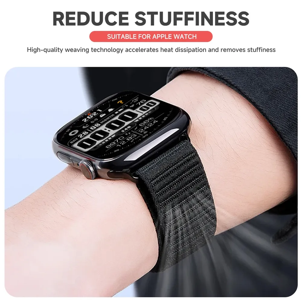 Bracelet nylon tressé pour Apple Watch 38 à 49 mm