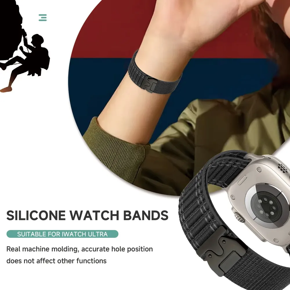 Bracelet nylon tressé pour Apple Watch 38 à 49 mm
