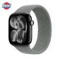 Bracelet nylon tressé pour Apple Watch 38 à 49 mm – Couleur du bracelet grayish green
