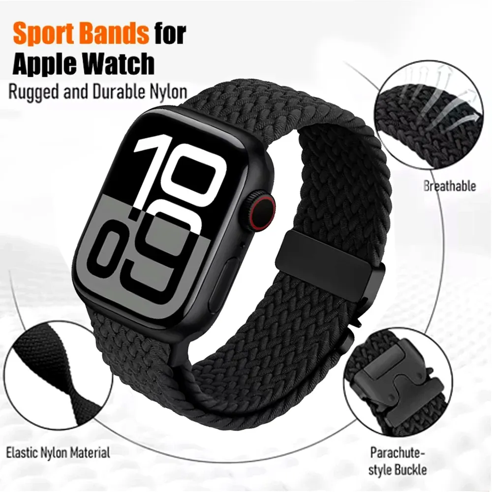 Bracelet nylon tressé pour Apple Watch 40 à 49 mm