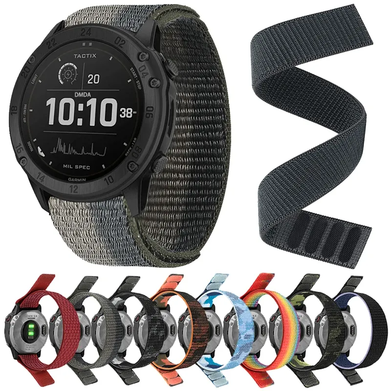 Bracelet nylon tressé pour montre connectée 22 à 26 mm