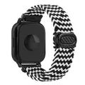 Bracelet nylon tressé pour Xiaomi Redmi Watch 5 – Couleur du bracelet Rayures Noir et Blanc