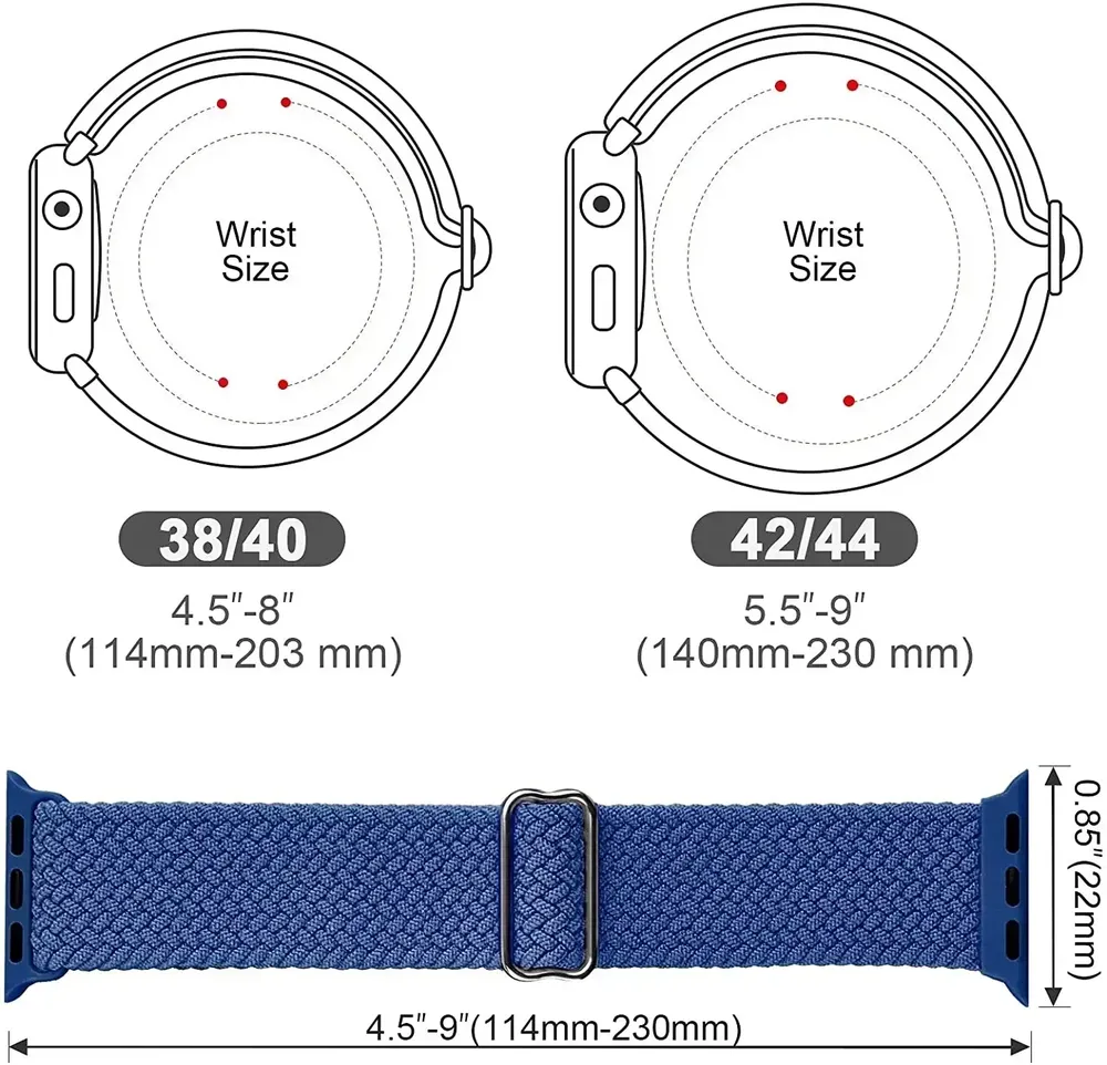 Bracelet nylon tressé Solo Loop 38 à 49 mm pour Apple Watch