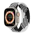 Bracelet nylon tressé Solo Loop 38 à 49 mm pour Apple Watch – Couleur du bracelet Noir Blanc