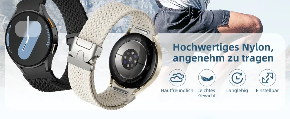 Bracelet parachute tressé 40 à 47 mm pour Samsung Galaxy Watch