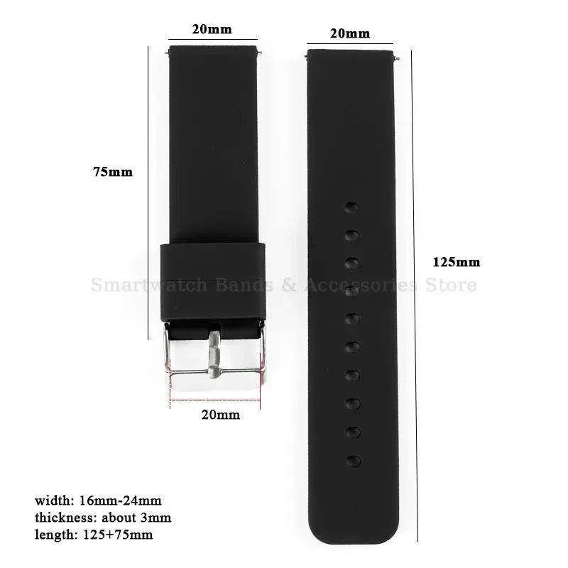 Bracelet silicone 10 à 24 mm à dégagement rapide universel