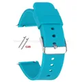 Bracelet silicone 10 à 24 mm à dégagement rapide universel – Couleur du bracelet Light Blue-Silver