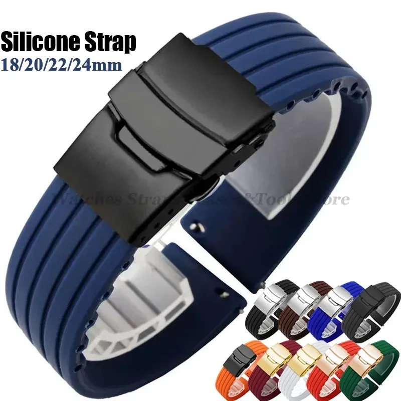 Bracelet silicone 18 à 24 mm pour Huawei et Seiko