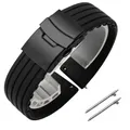 Bracelet silicone 18 à 24 mm pour Huawei et Seiko – Couleur du bracelet Black Black