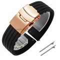 Bracelet silicone 18 à 24 mm pour Huawei et Seiko – Couleur du bracelet Black Rose Gold