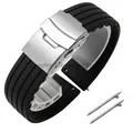 Bracelet silicone 18 à 24 mm pour Huawei et Seiko – Couleur du bracelet Black Silver