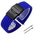 Bracelet silicone 18 à 24 mm pour Huawei et Seiko – Couleur du bracelet Blue Black