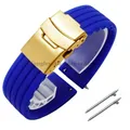 Bracelet silicone 18 à 24 mm pour Huawei et Seiko – Couleur du bracelet Blue Gold