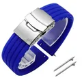 Bracelet silicone 18 à 24 mm pour Huawei et Seiko – Couleur du bracelet Blue Silver