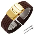Bracelet silicone 18 à 24 mm pour Huawei et Seiko – Couleur du bracelet Coffee Gold
