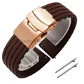 Bracelet silicone 18 à 24 mm pour Huawei et Seiko – Couleur du bracelet Coffee Rose Gold