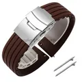 Bracelet silicone 18 à 24 mm pour Huawei et Seiko – Couleur du bracelet Coffee Silver