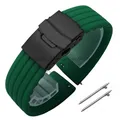 Bracelet silicone 18 à 24 mm pour Huawei et Seiko – Couleur du bracelet Green Black