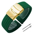 Bracelet silicone 18 à 24 mm pour Huawei et Seiko – Couleur du bracelet Green Gold