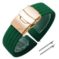 Bracelet silicone 18 à 24 mm pour Huawei et Seiko – Couleur du bracelet Green RoseGold