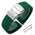 Bracelet silicone 18 à 24 mm pour Huawei et Seiko – Couleur du bracelet Green Silver
