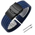 Bracelet silicone 18 à 24 mm pour Huawei et Seiko – Couleur du bracelet Midnight Blue Black