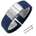Bracelet silicone 18 à 24 mm pour Huawei et Seiko – Couleur du bracelet Midnight Blue Silver