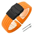 Bracelet silicone 18 à 24 mm pour Huawei et Seiko – Couleur du bracelet Orange Black