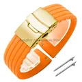 Bracelet silicone 18 à 24 mm pour Huawei et Seiko – Couleur du bracelet Orange Gold