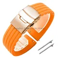 Bracelet silicone 18 à 24 mm pour Huawei et Seiko – Couleur du bracelet Orange Rose Gold