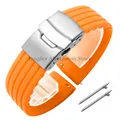 Bracelet silicone 18 à 24 mm pour Huawei et Seiko – Couleur du bracelet Orange Silver