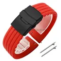 Bracelet silicone 18 à 24 mm pour Huawei et Seiko – Couleur du bracelet Red Black