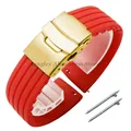 Bracelet silicone 18 à 24 mm pour Huawei et Seiko – Couleur du bracelet Red Gold