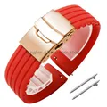 Bracelet silicone 18 à 24 mm pour Huawei et Seiko – Couleur du bracelet Red Rose Gold