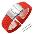 Bracelet silicone 18 à 24 mm pour Huawei et Seiko – Couleur du bracelet Red Silver